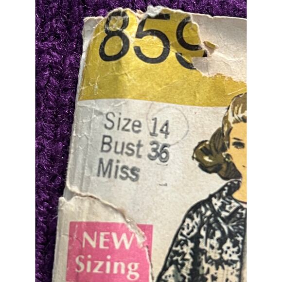Simplicity Pattern 8591 bodycon dress tent coat  1960s sz 14 bust 36 - Picture 2 of 5